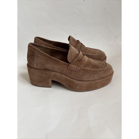NWOB Dolce Vita Womens Yanni Chestnut Suede Platform Penny Loafer Size 6 - Picture 6 of 8